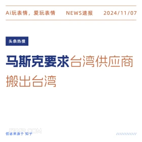 马斯克要求 2024年11月07日 头条热搜 热搜新闻