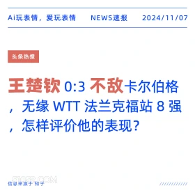 王楚钦不敌他人 2024年11月07日 头条热搜 热搜新闻