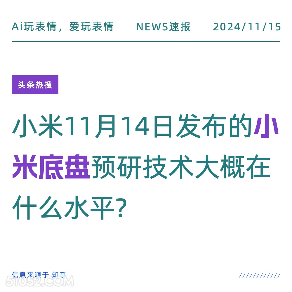 小米底盘 2024年11月15日 新闻 头条热搜