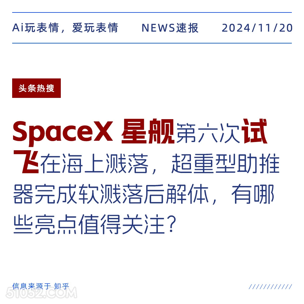 SpaceX 星舰试飞 2024年11月20日 头条热搜 头条新闻