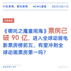 票房破90亿 2025年02月12日 新闻 头条热搜