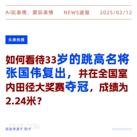 张国伟复出夺冠 2025年02月12日 新闻 头条热搜