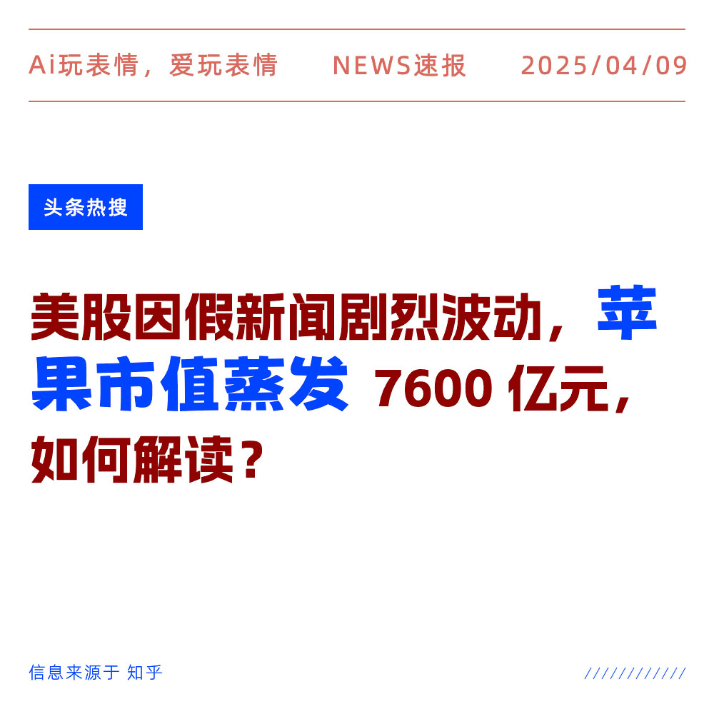 苹果市值蒸发2025年04月09日新闻头条热搜-Ai玩表情-60190.com