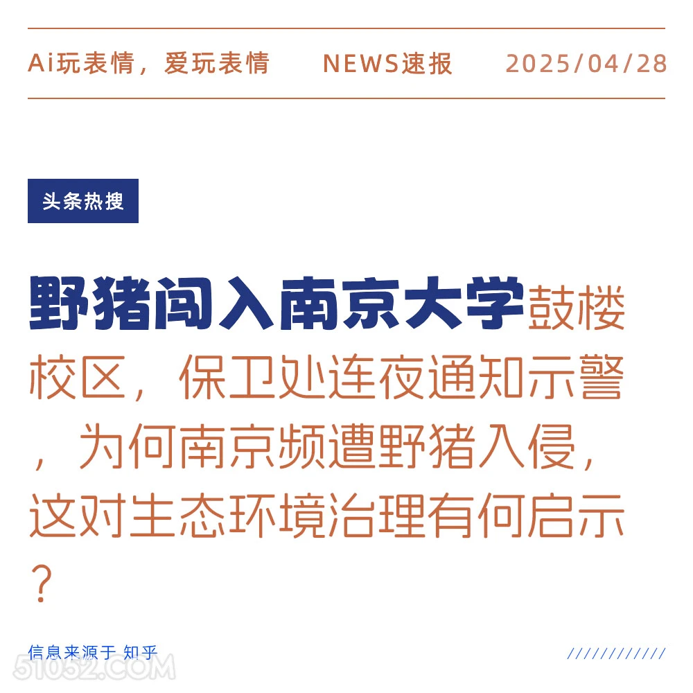 野猪闯入南京大学 2025年04月28日 新闻 头条热搜