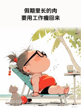 假期长得肉要用工作瘦回来 短发小女孩 五一劳动节 假期结束 搞笑文案