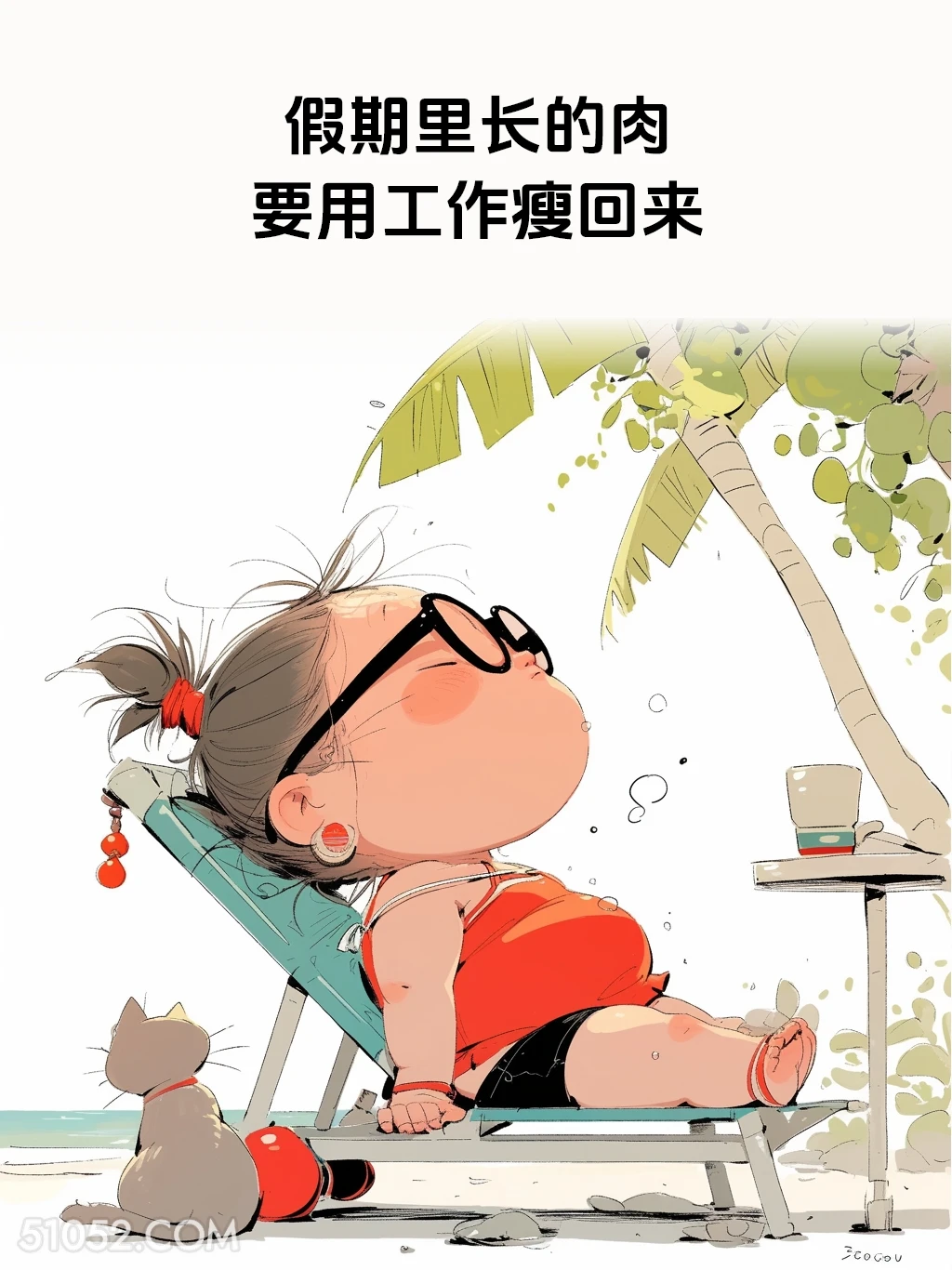 假期长得肉要用工作瘦回来 短发小女孩 五一劳动节 假期结束 搞笑文案