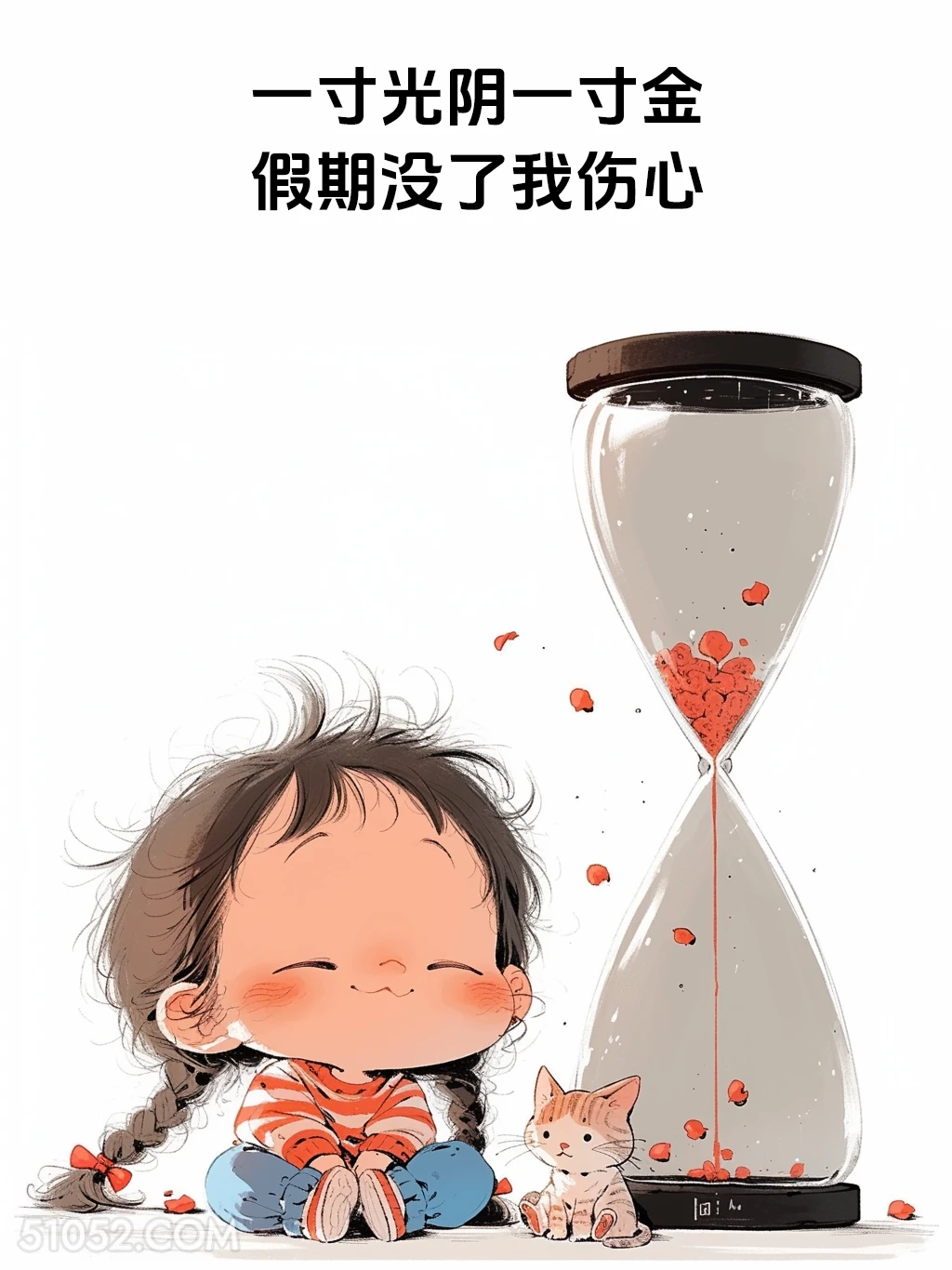 假期没了我伤心 短发小女孩 五一劳动节 假期结束 搞笑文案