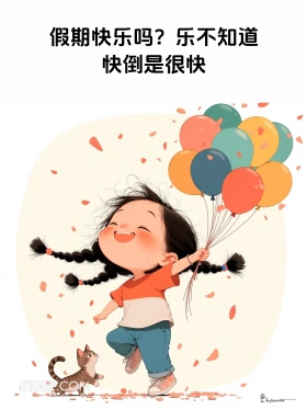 假期太快 短发小女孩 五一劳动节 假期结束 搞笑文案