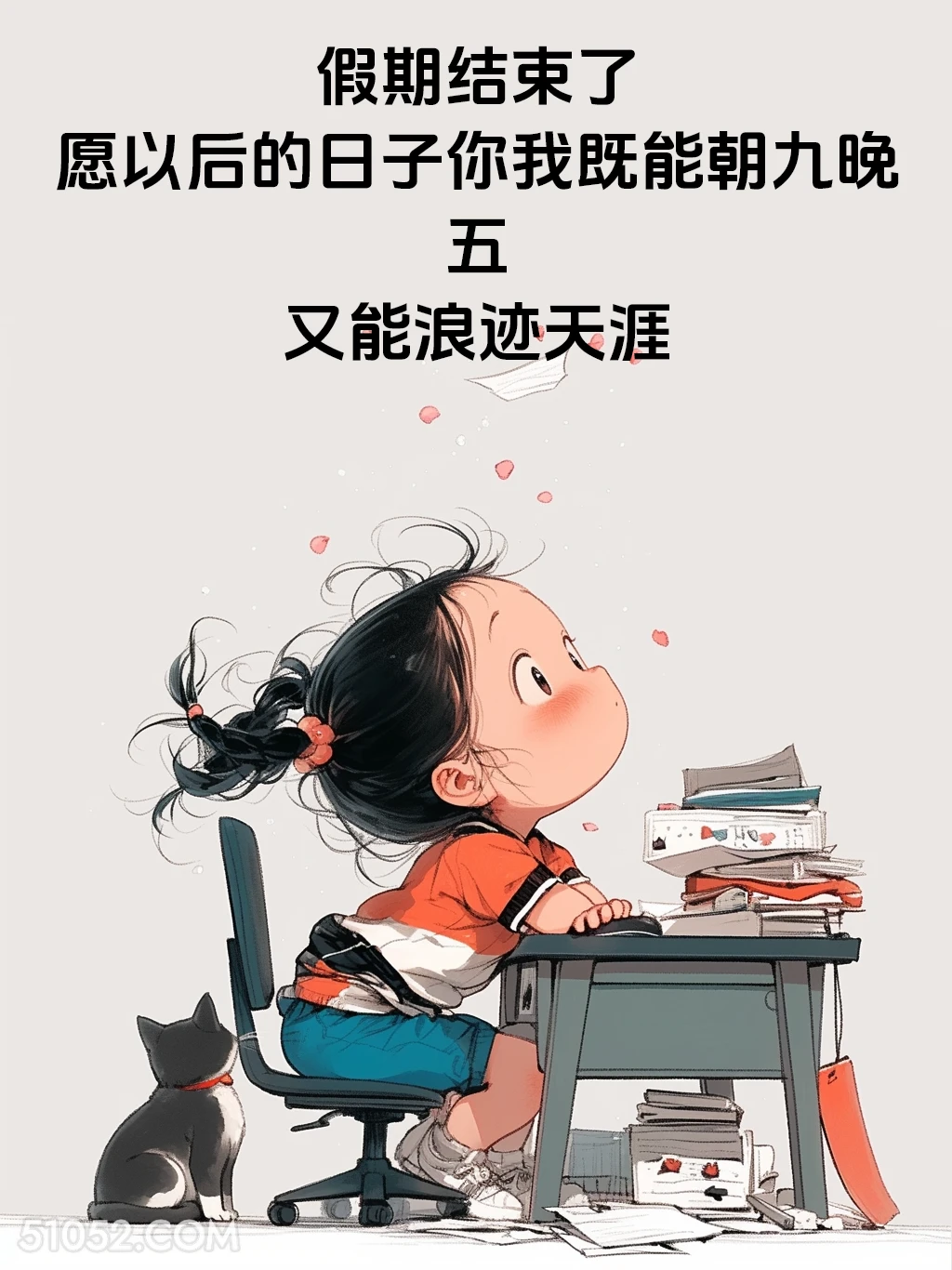假期结束了 小女孩 五一劳动节 假期结束 打工人 搞笑文案