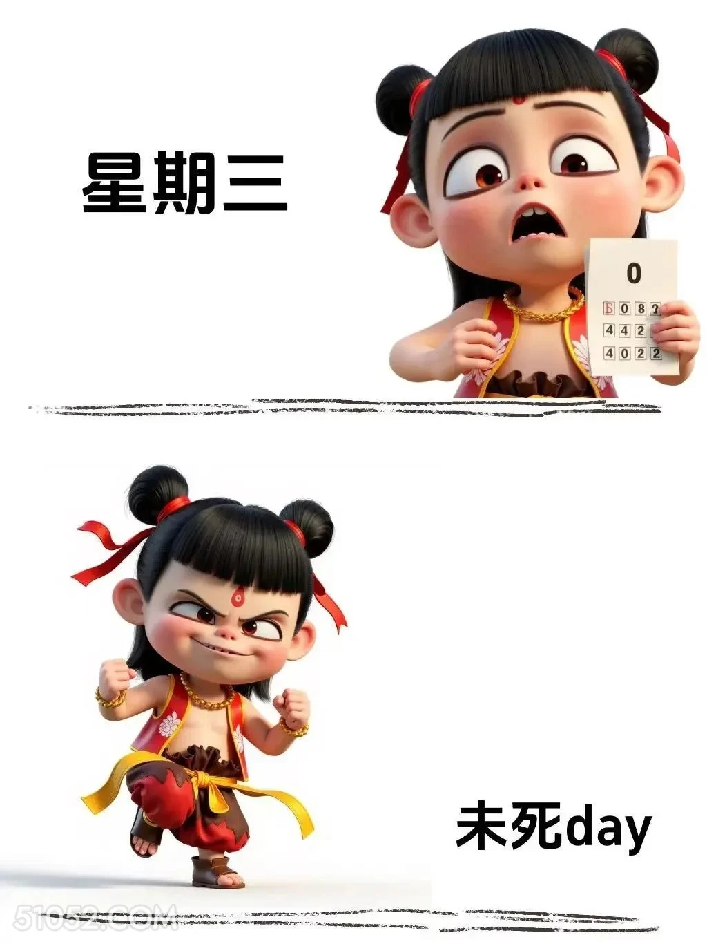 星期三未死day 哪吒 电影 打工版 搞笑表情