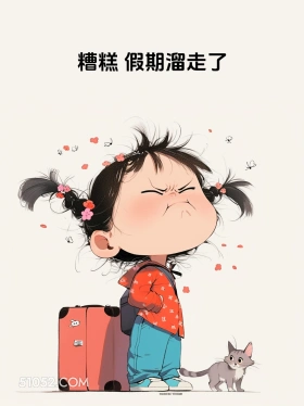 假期溜走了 小女孩 五一劳动节 假期结束 打工人 搞笑文案