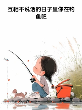 互相不说话的日子你在钓鱼吧 小女孩 胡说八道 搞笑文案