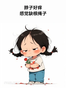 脖子好痒,缺根绳子 小女孩 胡说八道 搞笑文案