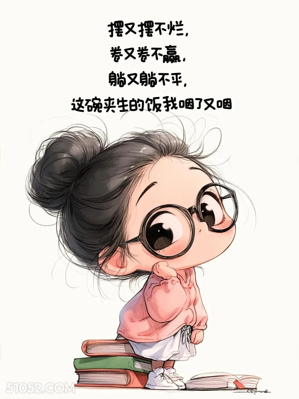 躺不平卷不赢 小女孩 心好累 治愈文案