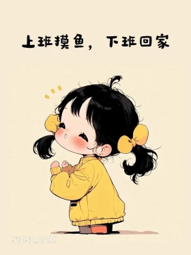 上班摸鱼下班回家 小女孩 上班 打工人 搞笑文案