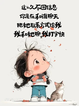 你在和谁聊天,推给我我和她聊 小女孩 皮一下 秒回 搞笑文案