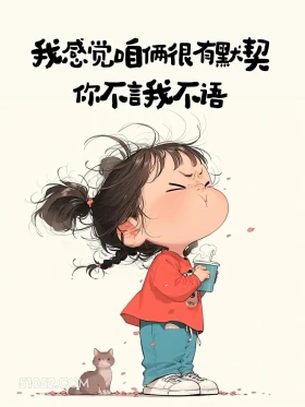 咱俩很有默契,你不言我不语 小女孩 皮一下 秒回 搞笑文案