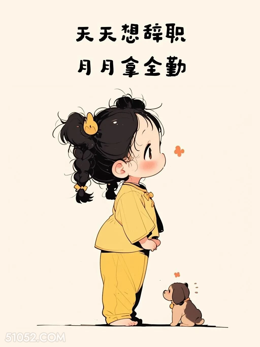 天天想辞职月月拿全勤 小女孩 上班 打工人 搞笑文案