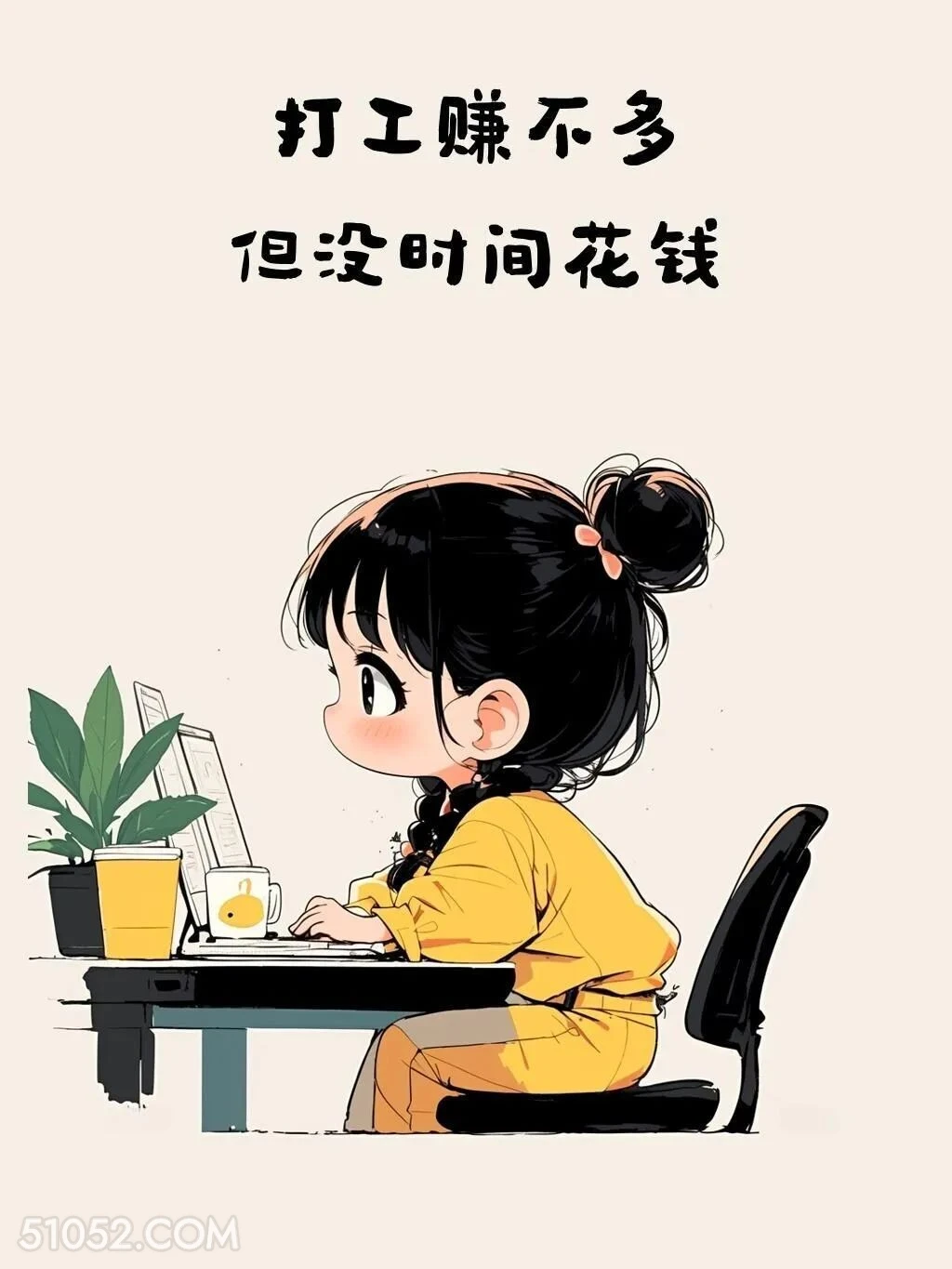 打工赚的不多但没时间花钱 小女孩 上班 打工人 搞笑文案