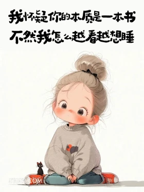 我怀疑你是书，越看越想睡 小女孩 不正经 撩人 搞笑文案
