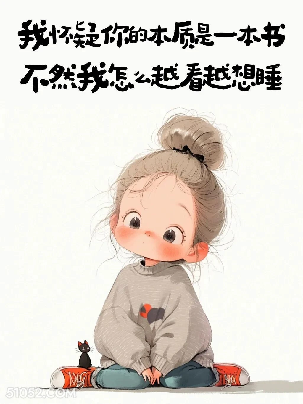 我怀疑你是书，越看越想睡 小女孩 不正经 撩人 搞笑文案