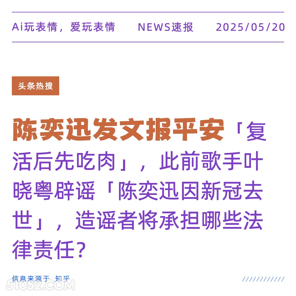 陈奕迅发文报平安 2025年05月20日 新闻 头条热搜