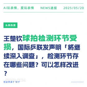 球拍检测环节受损 2025年05月20日 新闻 头条热搜
