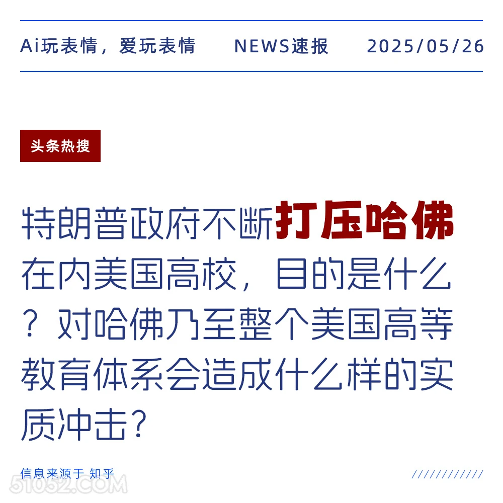 打压哈佛 2025年05月26日 新闻 头条热搜