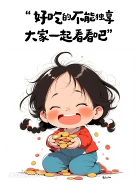 好吃的不能独享，大家一起看 小女孩 胡说八道 搞笑文案