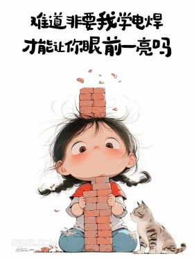 非要学电焊才能让你眼前一亮吗 小女孩 发朋友圈 搞笑文案