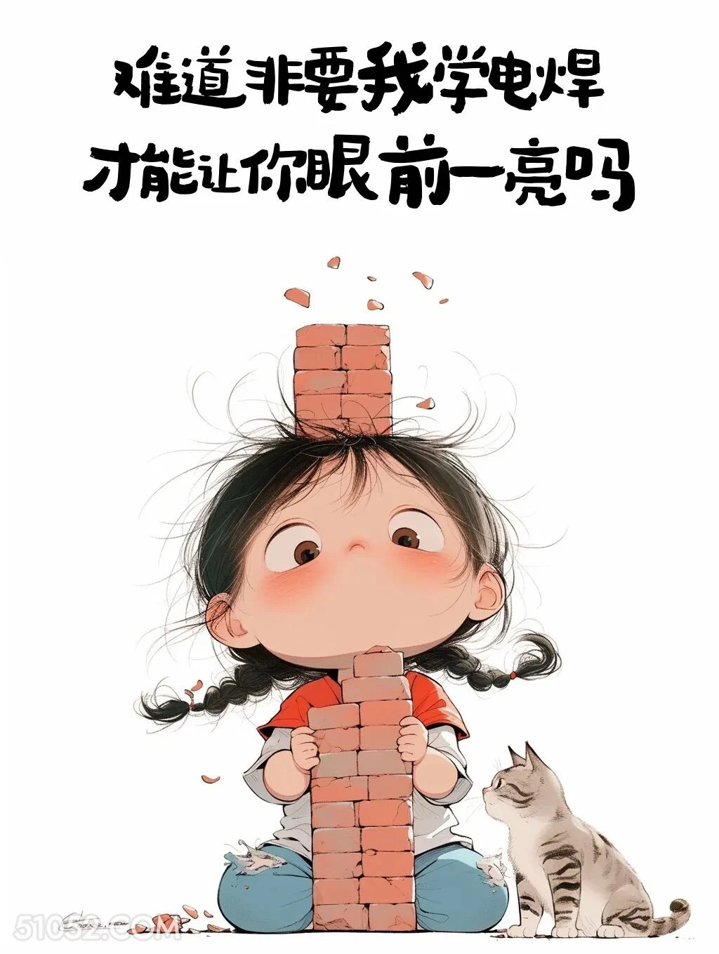 非要学电焊才能让你眼前一亮吗 小女孩 发朋友圈 搞笑文案