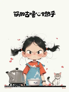 锅里咕噜心里热乎 小女孩 吃火锅 搞笑文案