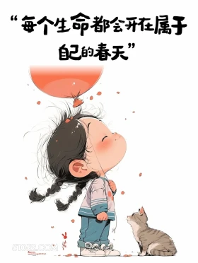 每个生命都会开在属于自己的春天 小女孩 旺自己 生命力 文案