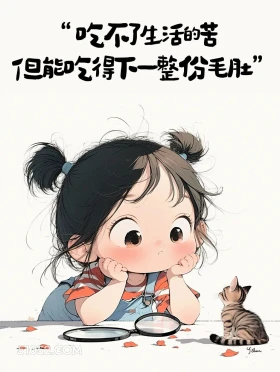 吃不了生活的苦但吃得下一整份毛肚 小女孩 吃火锅 搞笑文案
