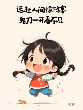 远赴人间惊鸿宴 鬼刀一开看不见 小女孩 古文 玩梗 搞笑文案