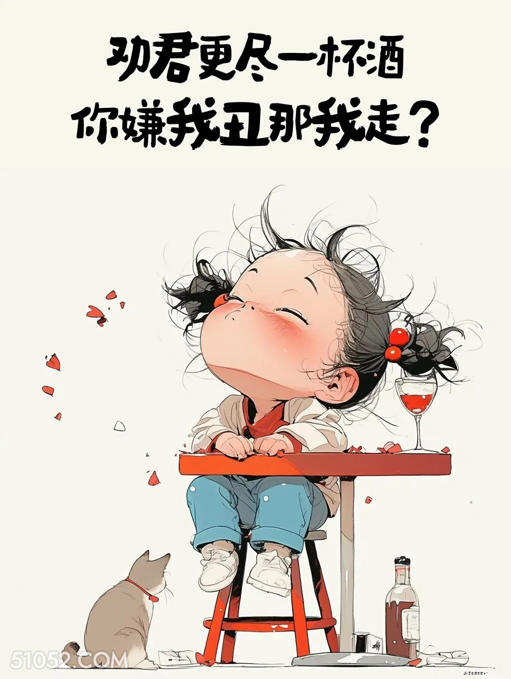 劝君更进一杯酒，你嫌我丑那我走 小女孩 古诗词 押韵 搞笑文案