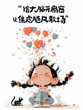 给大脑开扇窗,让焦虑随风扬 小女孩 发朋友圈 小众文案