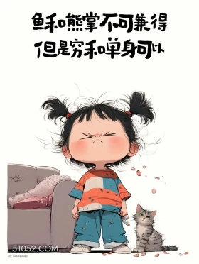 穷和单身兼得 小女孩 发朋友圈 搞笑文案