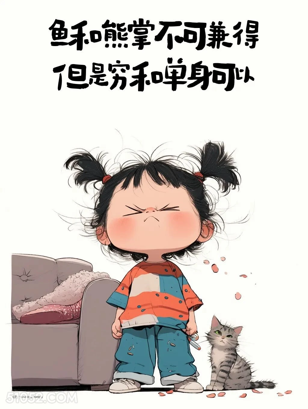 穷和单身兼得 小女孩 发朋友圈 搞笑文案