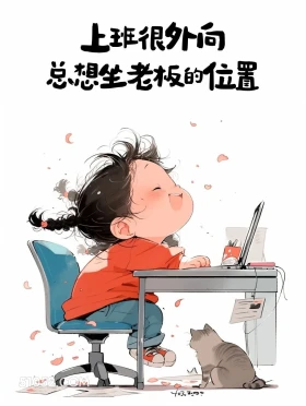上班总想坐老板的位置 小女孩 发朋友圈 搞笑文案