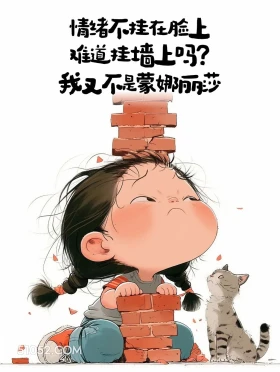 情绪不挂脸上挂墙上吗 小女孩 解压 搞笑文案
