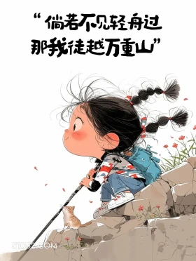 不见轻舟过,徒越万重山 小女孩 清醒句子 置顶文案