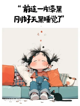 前途一片漆黑，刚好睡觉 小女孩 胡说八道 搞笑文案