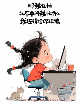 说了在忙,不要问忙啥 小女孩 抽象文案 热梗 搞笑文案