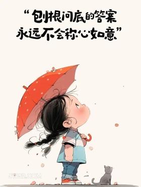 刨根问底的答案永远不会称心如意 小女孩 清醒句子 置顶文案