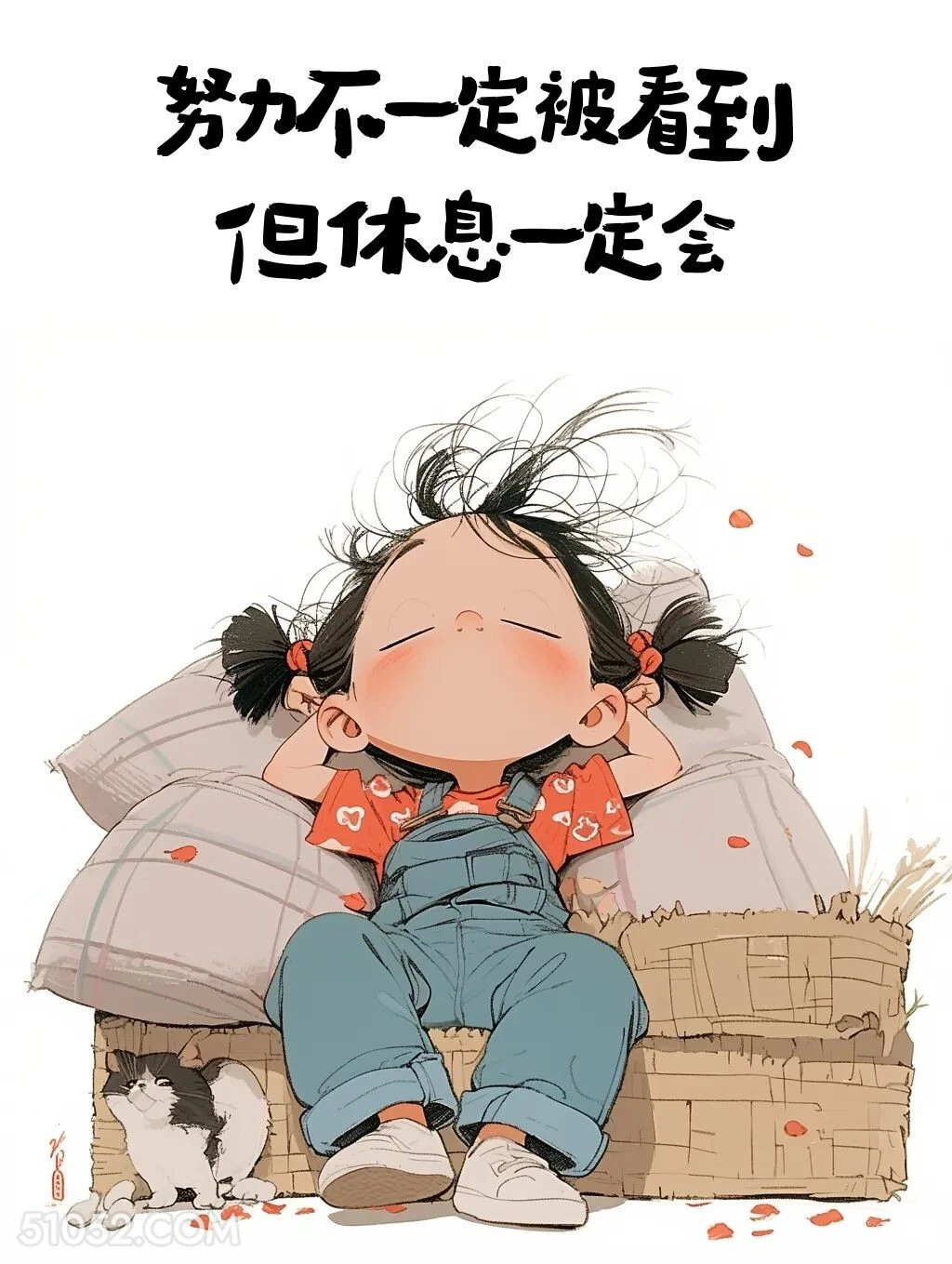 努力不一定被看到，休息一定会 小女孩 解压 搞笑文案