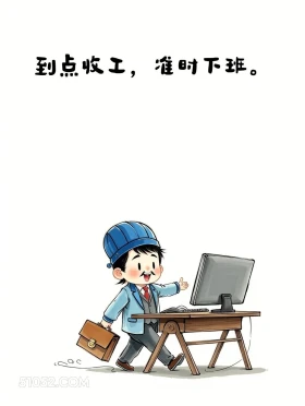 到点收工,准时下班 卡通人物 诸葛亮 打工人 文案