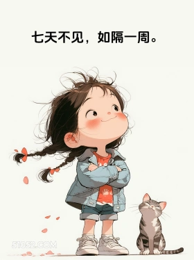 七天不见如隔一周 小女孩 废话文学 搞笑文案