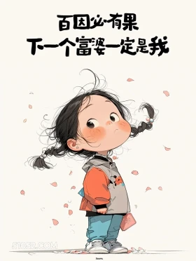 百因必有梗,下个富婆就是我 小女孩 古诗词 押韵 搞笑文案