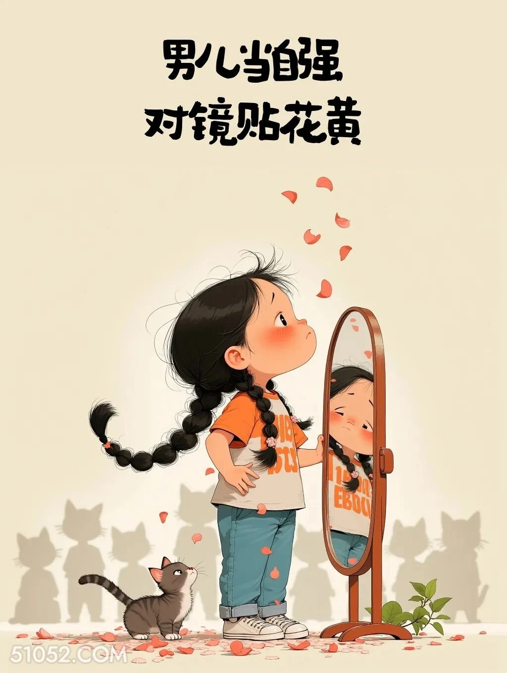 男儿当自强，对镜贴花黄 小女孩 古诗词 押韵 搞笑文案